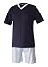 Produktbild Herren Schlafanzug kurz Herren Pyjama kurz Herren Shorty Schlafanzug aus 100% Baumwolle (XXXL, Oberteil Rauch blau/Hose gestreift)