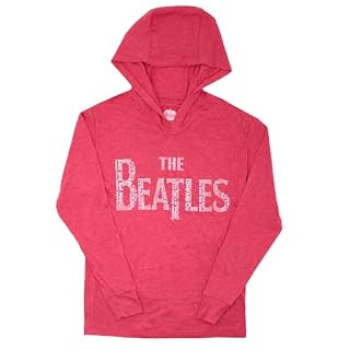 Beatles Men’s Song Titles Logo Hooded Sweatshirt Red - Les Beatles, Paul McCartney, John Lennon, RIngo Starr, George Harrison