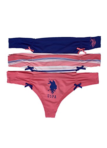 U.S. Polo Assn. Womens 3 Pack Microfiber Soft & Stretchy Thong Panties Set