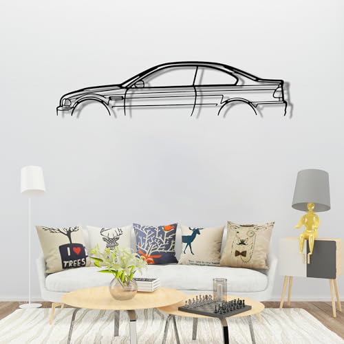 Mabi Automotive Parts Bmw E46 M3 - Silhueta de metal para parede de carro, carro desportivo, decoração de linha de silhueta automotiva, escultura minimalista para garagem, presente para namorado (15