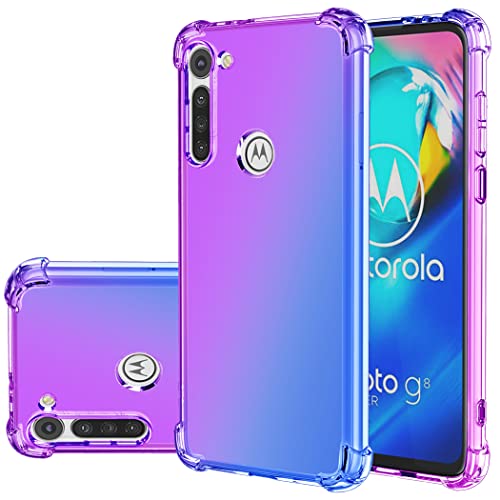 Gufuwo Funda para Moto G8 Power Case, para Motorola G8 Power XT2041-1 Ultrafina Degradé Antiarraños con TPU Flexible y Protección Antigolpes Funda Protectora para Motorola Moto G8 Power Morado/Azul