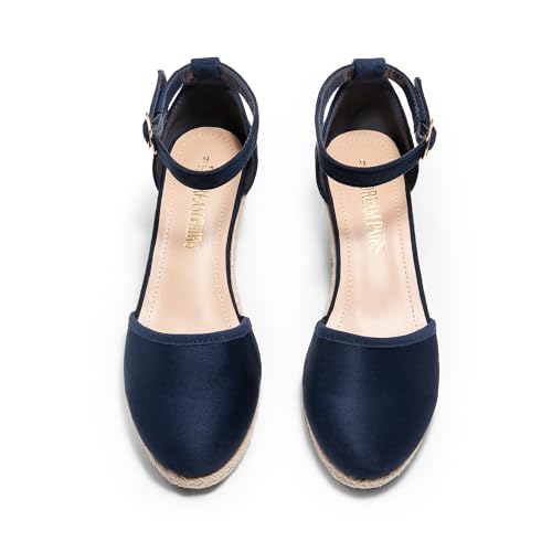 Image of DREAM PAIRS Women's Espadrilles Closed Toe Ankle Strap Dressy Platform Wedge Sandals