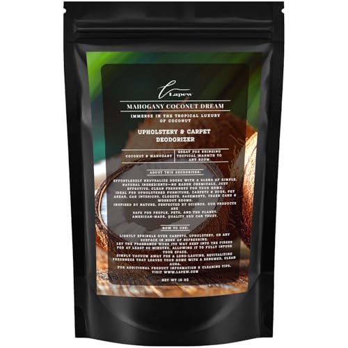 Lapew Mahogany Coconut Dream Carpet Freshener Powder: Powerful Odor Eliminator for Home, Upholstery Deodorizer, Carpet Deodorizer, Pet Urine, Cat Litter Box - Mahogany Coconut Dream Fragrance.
