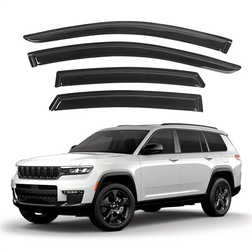 KPY Window Visor Compatible with Jeep Grand Cherokee L 2021-2024, Rain Guard Side Window Vent Deflectors Tape-On Style, 2021 2022 2023 2024