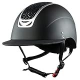HORZE Reithelm Apex VG1, Reitkappe Damen Mädchen Glitzer verstellbar, Schwarz, 55-57