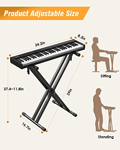 Konix 61 Keys Keyboard Piano With Semi-Weighted Keys & Keyboard Stand, Portable Electronic Keyboard Piano Support Midi Usb Interface & Bluetooth, Great For Beginners, Children And Adults #TOP4