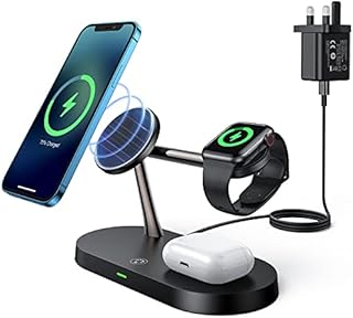 Hinyx 4 in 1 Magnetic Wireless Charger Stand - 18W Fast Wireless Charging Dock Station Mag-Safe Charger for iPhone 13 Series/12/12 Pro/12 Pro Max/12 Mini, iWatch 7/SE/6/5/4/3/2, Airpods 3/2/Pro