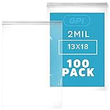 GPI - Paquete de 100 Bolsas de plástico Transparente RECLOSABLES ZIPLOCK de 13"x18" - Bolsas de Polietileno Resistentes y duraderas de 2 mil de Grosor a Granel con Cierre Superior Zip resellable.