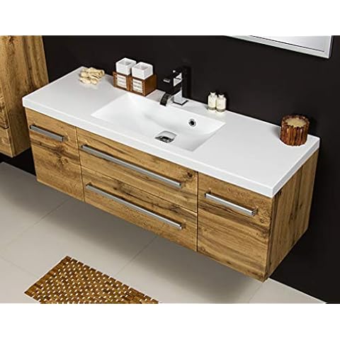 Quentis Badmöbel Genua 120 cm, Waschbecken und Unterschrank, Eiche Natur Cover