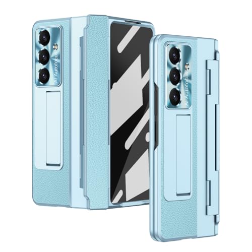 Coque Samsung Galaxy Z Fold 7 bleue avec protège-écran et charnière