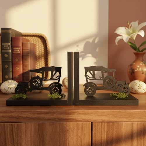 Image of eCraftIndia Wooden Book End with Jeep Showpiece for Home Decor Office Table | Gift for Housewarming Birthday