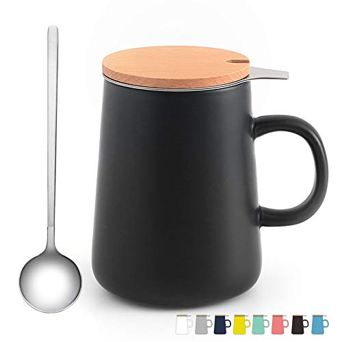 J-FAMILY Porcelain Tea Mug with Infuser and Lid,Tea Mug with Strainer for Loose