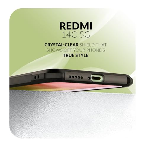 Image of Back Cover Case + Screen Protector for Redmi 14C 5G | Transparent & Black Mobile Phone Back Case Cover for Redmi 14 C | Camera Protection | Redmi 14C 5G TPU & PC Black Back Cover Case