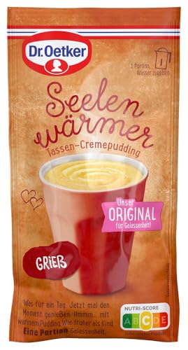 Dr. Oetker Seelenwärmer Tassen-Cremepudding Grieß, 10er Pack, 10 x 60 g - Dessertpulver für die schnelle Zubereitung einer Cremedessert-Nachspeise