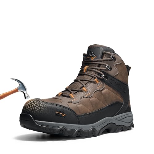 NORTIV 8 Waterproof Steel Toe Boots for Men Slip Resistant Safety Industrial Boots Paladin-Steel,Size 10.5,Brown,JS19004M-STEEL