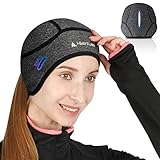 Hikenture Skull Cap Helmet Liner with Ponytail, Women's Winter Thermal Cycling Cap Running Hat Beanie with Glasses Holes Grey