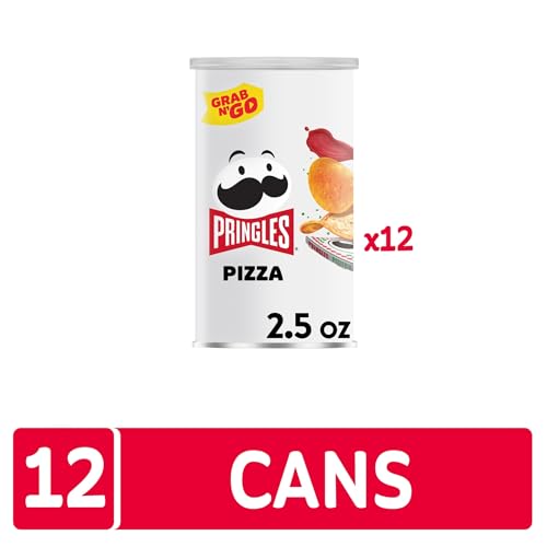 Pringles Potato Crisps Chips, Lunch Snacks, On-The-Go Snacks, Grab n' Go, Pizza (12 Cans)