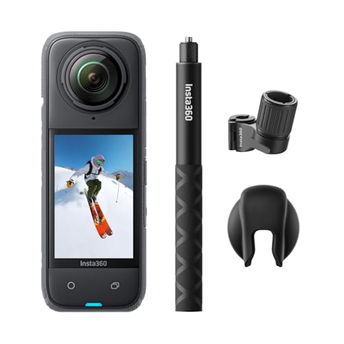 Insta360 X4 Ski Bundle - 8K Waterproof 360 Action Camera, 4K Wide-Angle Video, Invisible Selfie Stick, Removable Lens Guards, 135 Min Battery Life, AI Editing, No Micro SD Card