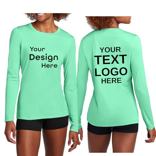 Custom Women's Posi-UV® Pro Long Sleeve Tee - Personalized UPF 50 Sun Protection, Moisture-Wicking Performance Shirt - Design Your Own Logo/Text.3