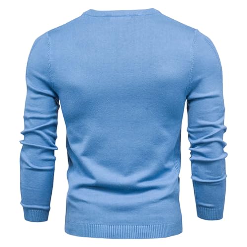 Men'S Winter Thickened Pullover O-Neck Solid Color Long-Sleeved Warm Slim Sweater3