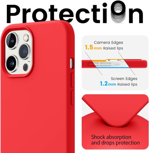 Image of Back Cover for iPhone 13 Pro Case,[Military Shockproof Protection] Liquid Silicone Case with [Soft Anti-Scratch Microfiber Lining for iPhone 13 Pro (Red)