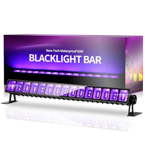 THECHAM 42W LED Black Light Bar, IP66 Waterproof Blacklight Bar with 6ft Cord+Plug+Switch, Black Lights for Glow Party, Fluorescent Poster, Body Paint, Birthday, Halloween, Bedroom, Classroom