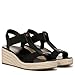 Vionic Womens Calera Wedge Sandal Black Leather 9 W
