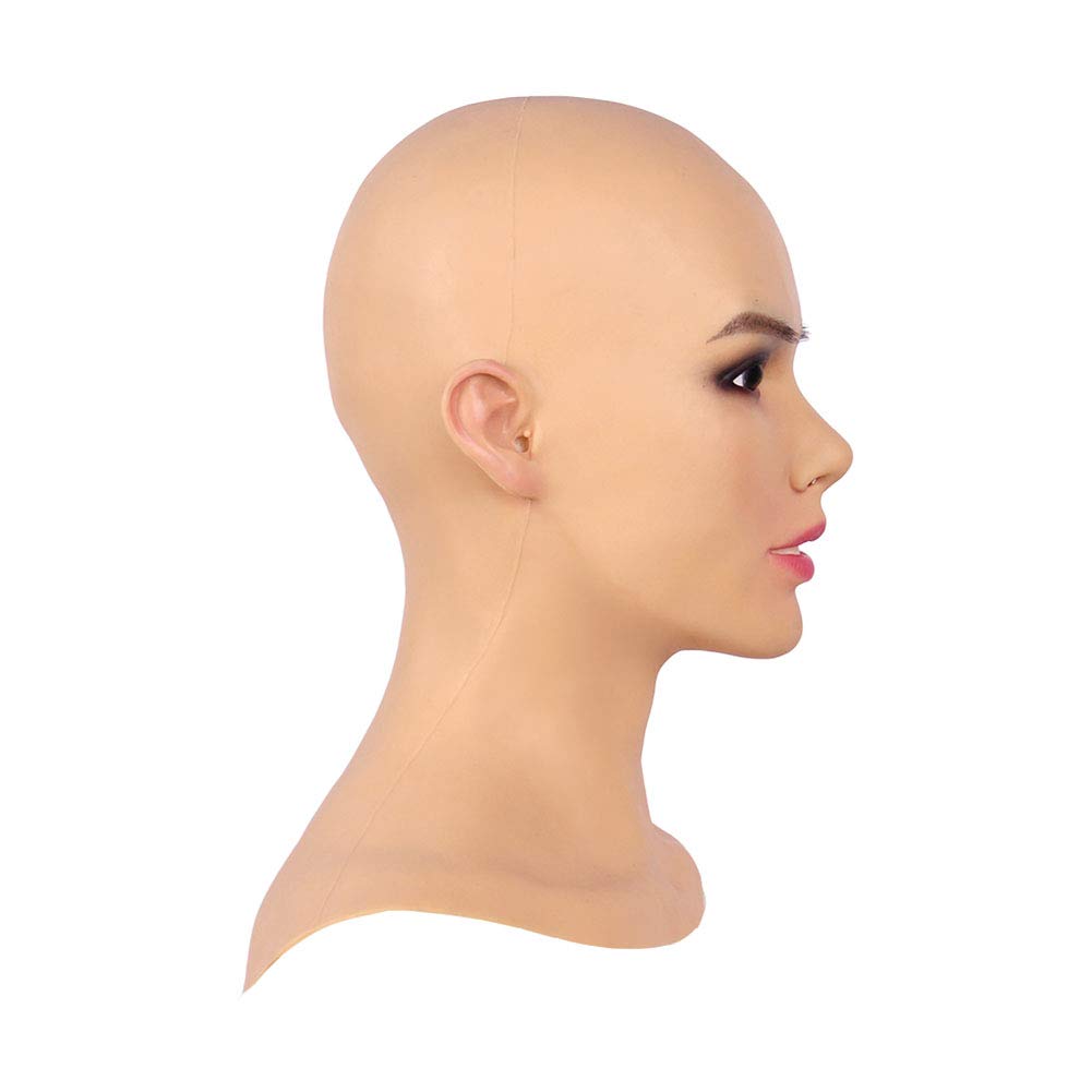 Silicone Head Mask Realistic Female Soft Face Handmade for Cosplay Crossdresser Party Halloween Costumes