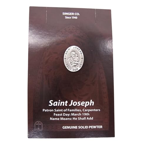 St. Joseph Prayer Pin, Patron Saint of Workers & Carpenters Pin, Religious Gift, 1 x .75 Inches