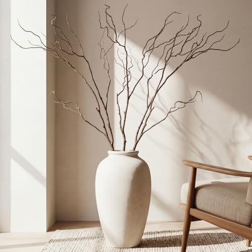 Image of Norme 3 Pcs 65 Inch Lifelike Curly Willow Branches for Vases Artificial Decorative Dried Twigs Tall Plastic Vine Bendable Stick for DIY Plant Crafts Farmhouse Wedding Indoor Home Hotel Decor(Brown)