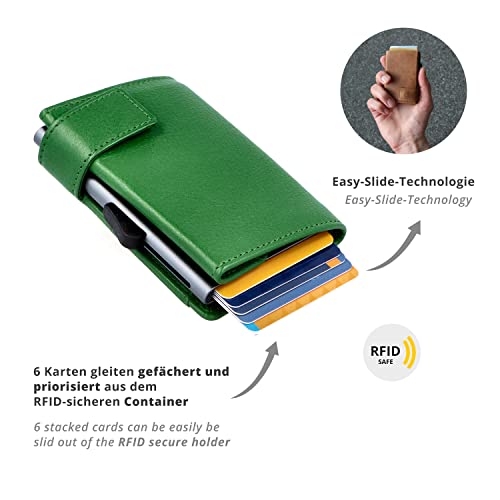 SecWal Kaartetui met muntvak ritssluiting - echt lederen mini portemonnee incl. e-book voor dames en heren - RFID-bescherming portemonnee leder - portemonnee klein - Image 3