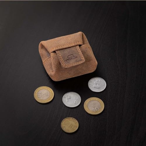 Image of BROWN BEAR Small Envelope Coin Purse with Snap Fastner, Stylish Coin Pouch for Men and Women, Small Coin Purse - Brown