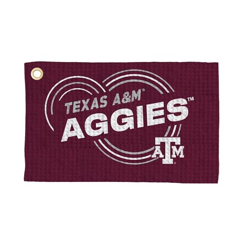 Northwest NCAA Texas A&M Aggies Golf Towel, Official Licensed Microfiber Waffle Fabric, Absorbent 16x25 in Club Cleaning Accessory, Droplets Design