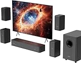 5.1.2 Virtual Surround Sound System for Small Rooms, Compact Smart TV Sound Bars Home Theater w/4 Wired Speakers, Clear Voice & Deep Bass, 5.25'' Wired Subwoofer Soundbar Easy Setup, ARC/OPT/BT, 2026