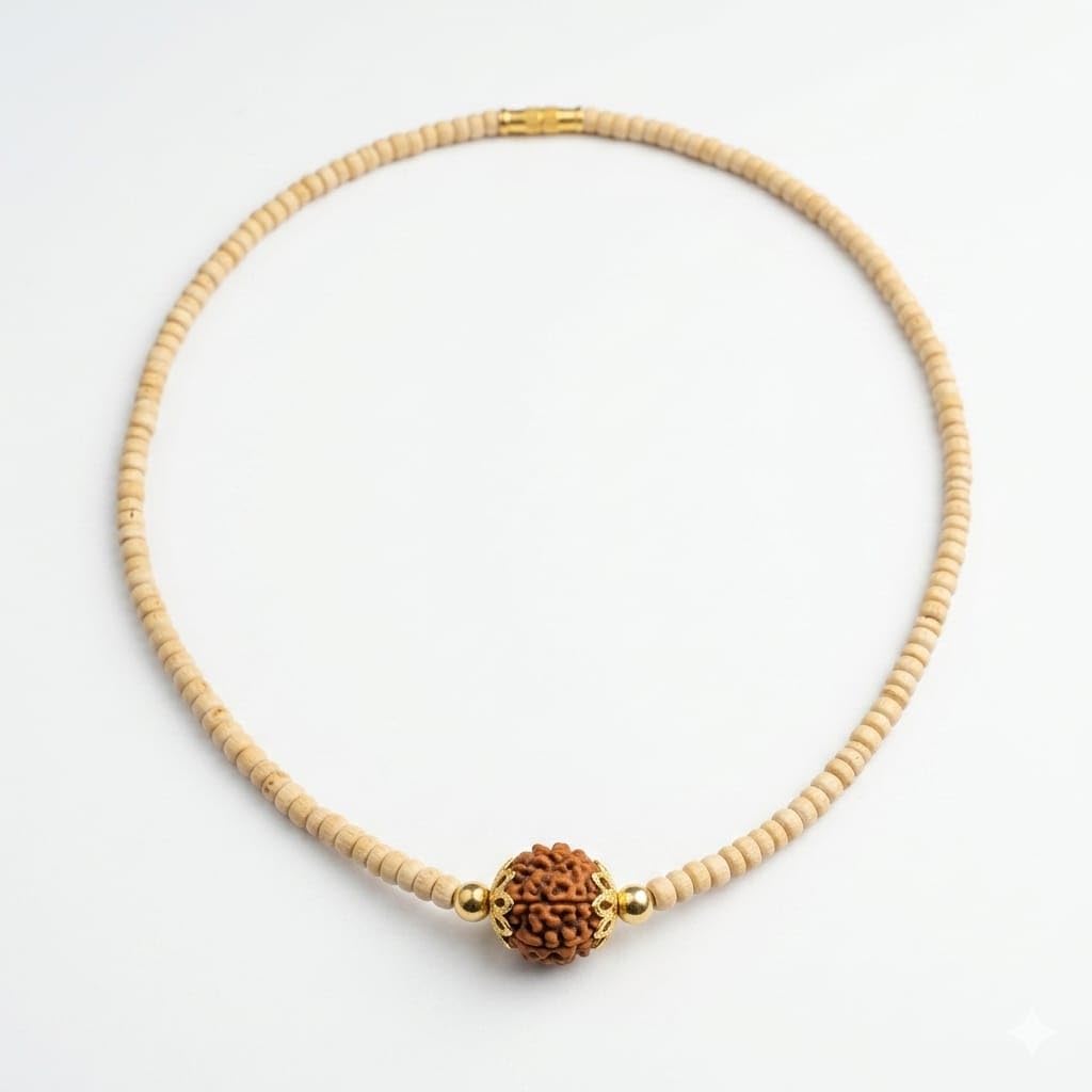 Original Vrindavan Natural Tulsi wooden Kanthi Japa Mala for Spiritual and health benefits 108+1 beads I for man and woman I unisex double layered.-image-30