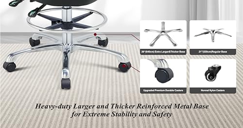 Height Adjustable Rolling Shop Stool with Back Support - Kitchen Stool with Wheels Heavy Duty for Salon, Spa, Massage, Tattoo, Esthetician - Extra Thick for Extreme Comfort by HNKastela - Image 7
