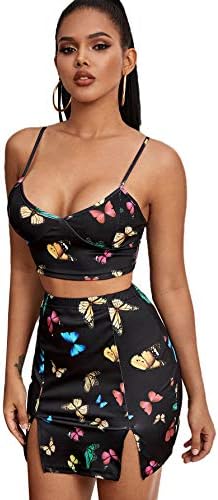 Butterfly Print Crop Cami Top 