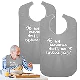 2 Stück Lätzchen für Erwachsene-70 Cm X 47 Cm，Kleiderschutz für Erwachsene(Grau)，Lätzchen für Senioren–Wasserdicht, Wiederverwendbar, Geeignet für Menschen mit Behinderungen und Ältere Menschen