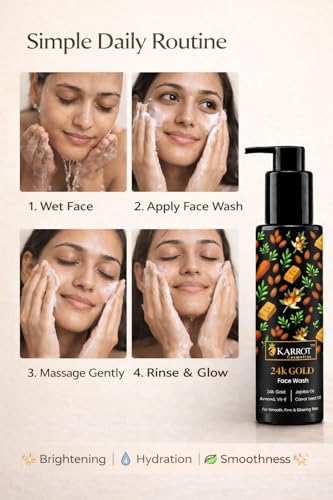 Image of Karrot 24K Gold Gel Face Wash with Glutathione, Niacinamide & Hyaluronic Acid | Brightening & Hydrating Face Wash for Glowing Skin | Sulphate & Paraben Free | 100ml