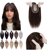 SEGO Hair Toppers for Women With Bangs 100% Real Human Hair 130% Density 10 * 12CM Silk Base Clip...