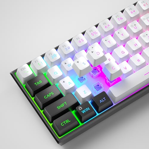 Image of MageGeeTS91 Ergonomic Waterproof Mechanical Feeling Office Computer Keyboard for PC| Mini 60% Gaming Keyboard, RGB Backlit 61 Key Ultra-Compact Keyboard, MAC, PS4, Xbox ONE Gamer(Black White)