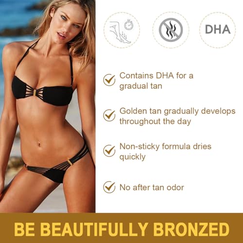 Image of Self Tanner Cream,Natural Plant-Based Formula,Self-Adjusting Color for All Skin Tones,Streak-Free Gradually develops Fake Tan,Sunless Tanner lotion,Bronzing Body Cream For Woma & Man,Fair to Dark
