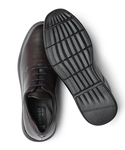 Image of Gabicci Mens Derby Shoe, Lace Up Entry, (Size 40-45), Trapizoidal Pattern Burnish Leather, Formal Workwear Shoe, TPR Sole, Stacked Heel, Jesse