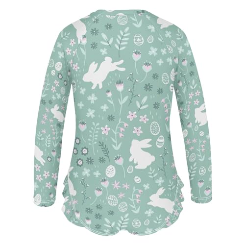 CaTaKu Girls Swimsuit One Piece Rash Guard Easter Bunnies Rabbits Kids Bathing Suit Long Sleeve UPF 50+ Swimwear 3-12T3