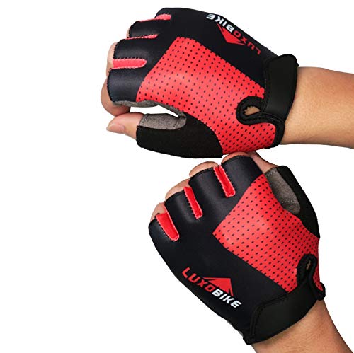 Luxobike Cycling Gloves Bicycle Gloves Bicycling Gloves Mountain Bike Gloves – Anti Slip Shock Absorbing Padded Breathable Half Finger Short Sports Gloves Accessories For Men/Women #TOP4