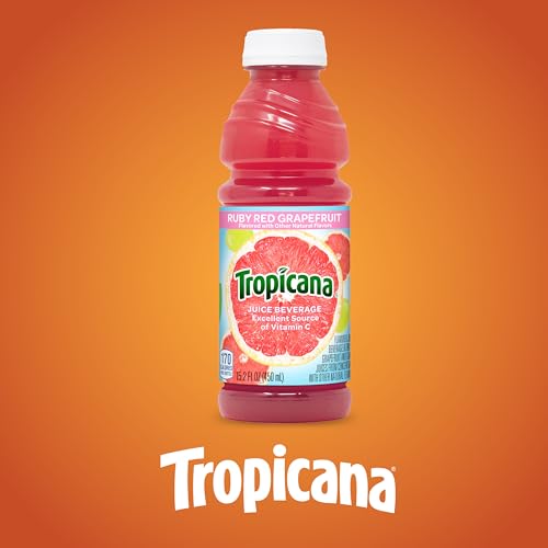 Tropicana Ruby Red Grapefruit Juice Drink, 15.2 fl oz Bottles, (Pack of 12)