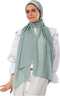 سكارف شيفون للنساء مقاس 175 × 75 سم، وشاح كريب خفيف الوزن وناعم ومضاد للانزلاق، حجاب رأس إسلامي بتغطية كاملة