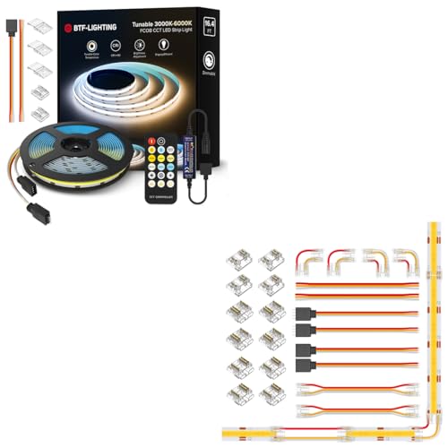 Kit tira LED BTF-LIGHTING FCOB CCT 24V 16.4FT dimmable miniatura 1