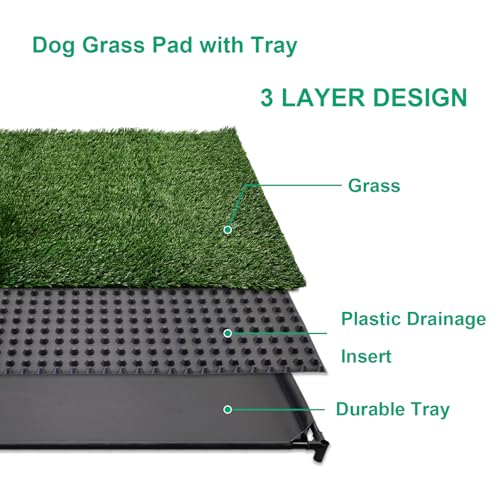 Image of Dog Grass Pad with Tray, 35 inch X 23 inch Large Indoor /Outdoor Potty Training Pad, Durable Leak-Proof Tray and Reusable Puppy Grass Pads, Easy Clean Portable Pet Relief System for Small to Medium Dogs