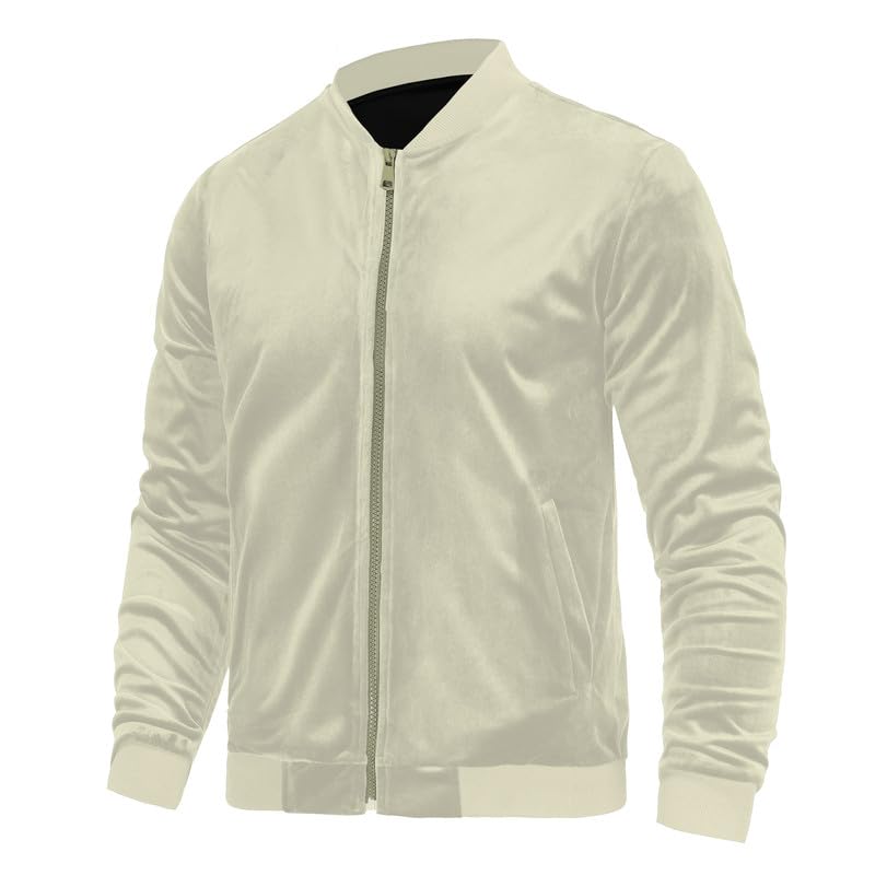 Image of Mens Faux Suede Bomber Jacket Varsity Jacket Windbreaker Vintage Casual Lightweight Leather Coats Jackets